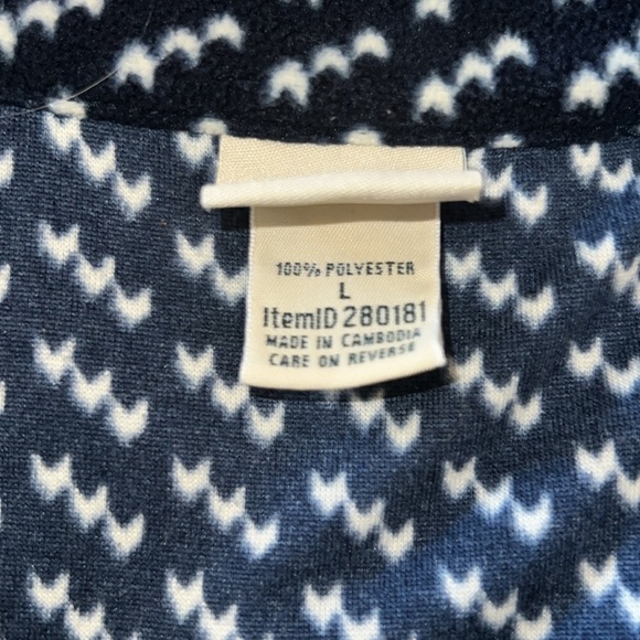 LL Bean Long Sleeve Light Fleece Womens 1/4 Zip Blue & White Pullover 1049 - Picture 4 of 5